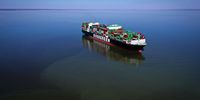 PASADENA, MARYLAND - MARCH 16:  In an aerial view, the Ever Forward container ship is shown in the Chesapeake Bay after it ran aground near Baltimore March 16, 2022 in Pasadena, Maryland. The container ship is operated by the Evergreen Marine Corporation, a transportation company that also owns the Ever Given cargo ship that blocked the Suez Canal last year. (Photo by Win McNamee/Getty Images)