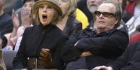 Actress Diane Keaton and<br>actor Jack Nicholson attend the game between the Los Angeles Lakers and the San Antonio Spurs on November 28, 2003 at the Staples Center in Los Angeles, California.  The Lakers defeated the Spurs 103-87.  (Photo by Vince Bucci/Getty Images)