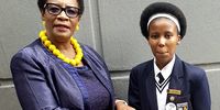 Debbie Raphuti and 17 year old Kabo Tladi from Tshwane who is the top achiever of the Township schools for 2019.<br>(Photo: Supplied)