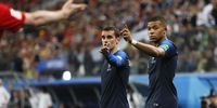 rench players Antoine Griezmann (L) and Kylian Mbappe (R) react during the FIFA World Cup 2018 semi final soccer match between France and Belgium in St.Petersburg, Russia, 10 July 2018. France won 1-0. Photo: EPA