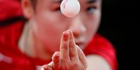 TOKYO, JAPAN --JULY 27: Ito Mima of Team Japan serves the ball during her Table Tennis Women's Singles Round of 16 match on day four of the Tokyo 2020 Olympic Games at Tokyo Metropolitan Gymnasium on July 27, 2021 in Tokyo, Japan. (Photo by Steph Chambers / Getty Images)