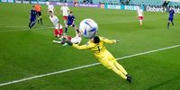 DOHA, QATAR - NOVEMBER 30: (EDITORS NOTE: In this photo taken from a remote camera from inside the goal) Julian Alvarez of Argentina scores their second goal during the FIFA World Cup Qatar 2022 Group C match between Poland and Argentina at Stadium 974 on November 30, 2022 in Doha, Qatar. (Photo by Julian Alvarez - Pool/Getty Images)