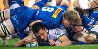 18 JUNE 2022CAPE TOWN, SOUTH AFRICA - JUNE 18: Harold Vorster of the Vodacom Bulls scores a try during the United Rugby Championship final match between DHL Stormers and Vodacom Bulls at DHL Stadium on June 18, 2022 in Cape Town, South Africa. (Photo by Anton Geyser/Gallo Images)