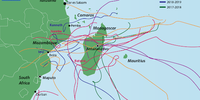 Chart 1: Recent cyclones in the South-West Indian Ocean. (Source: Africa Center for Strategic Studies from Meteo France data)