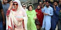Aleema Khanum (C), sister of jailed former Prime Minister and Pakistan Tehrik-e-Insaf (PTI) party chairman Imran Khan, speaks with journalists after a hearing in her brother's 'cypher' case outside the Islamabad Supreme Court in Islamabad, Pakistan, 03 April 2024. A Pakistani court on 01 April suspended the 14-year sentences handed to former Prime Minister Imran Khan and his wife, Bushra Bibi, in a case related to the retention and sale of state gifts. However, the Islamabad High Court's decision to suspend the sentences and grant bail to Khan and his wife is unlikely to pave the way for their release, as both remain in jail after multiple other convictions.  EPA-EFE/SOHAIL SHAHZAD