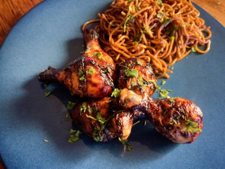 What’s cooking today: Sticky chicken drumsticks with Asian noodles