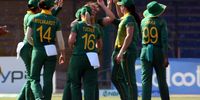 South Africa celebrates after taking a wicket of Pakistan during the 2nd ODI cricket match between Pakistan Women and South Africa Women, in Karachi, Pakistan, 11 September 2023  EPA/REHAN KHAN