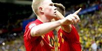 Kevin De Bruyne of Belgium celebrates scoring the 2-0 lead during the FIFA World Cup 2018 quarter final soccer match between Brazil and Belgium in Kazan, Russia, 06 July 2018. EPA-EFE/WALLACE WOON