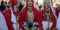 Berber women and girls wearing traditional clothes attend a celebration on the occasion of the celebration of the Amazigh New Year 2975, in Rabat, Morocco, 14 January 2025. Amazighs are an ethnic group belonging to the Berber tribes.  EPA-EFE/JALAL MORCHIDI