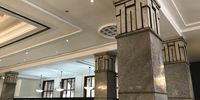 Once a triple volume banking hall with deco motif pillars. (Photo: Marie-Lais Emond)