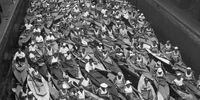 31st July 1936:  More than 600 canoes stuck in a lock on the River Spree in Berlin on their way to a canoeing event on a nearby lake.  (Photo by Fox Photos/Getty Images)