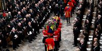 The coffin of Queen Elizabeth II with the Imperial State Crown resting on top is carried by the Bearer Party into Westminster Abbey during the State Funeral of Queen Elizabeth II on September 19, 2022 in London, England. Elizabeth Alexandra Mary Windsor was born in Bruton Street, Mayfair, London on 21 April 1926. She married Prince Philip in 1947 and ascended the throne of the United Kingdom and Commonwealth on 6 February 1952 after the death of her Father, King George VI. Queen Elizabeth II died at Balmoral Castle in Scotland on September 8, 2022, and is succeeded by her eldest son, King Charles III.  (Photo: Gareth Cattermole / Getty Images)