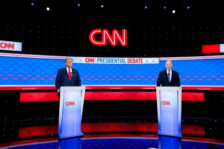 Biden stumbles in early debate exchanges as Trump pounces