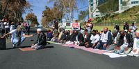 JOHANNESBURG, SOUTH AFRICA - MAY 21: South Africans perform Jumma (Friday prayer) outside the US Embassy Embassy on May 21, 2021 in Johannesburg, South Africa. The protest comes amid ongoing violence and policies of disposition, ethnic cleansing, forced displacement, discrimination and denial of the Palestinian rights. (Photo by Gallo Images/Luba Lesolle)