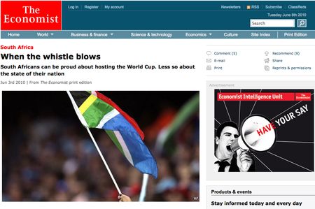 Then what? The Economist's SA correspondent on life beyond the World Cup