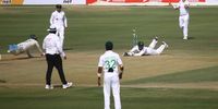 Pakistani wicket keeper Mohammad Rizwan in action during the first day of the first Test in Karachi, Pakistan. (Photo: EPA-EFE / Shahzaib Akber)