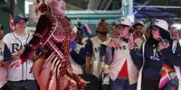 A drag queen performs for a crowd of Boston Red Sox and Tampa Bay Rays fans under the stands before the start of the MLB game between the Boston Red Sox and the Tampa Bay Rays in Boston, Massachusetts, USA, 09 June 2025. The Boston Red Sox are holding their 12th Pride Night at Fenway Park tonight, celebrating members of Boston's LGBTQ+ community.  EPA-EFE/CJ GUNTHER