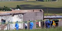 Police officers and forensic experts on the crime scene homestead where seven people were shot and killed in Qunu village near Mthatha, Eastern Cape on 02 January 2023 (Photo: Hoseya Juabse)