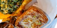 Warthog and impala pie with spinach and pumpkin on the side. (Photo: Marita van der Vyver)<br>