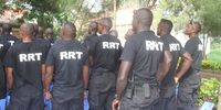 CIA-backed RRT paramilitaries participate in a Christmas ceremony in 2019 during a visit from the Kenyan police Inspector General and other senior police officers. (Photo: Kenyan National Police Service)<br>