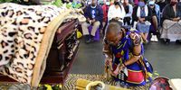 SOWETO, SOUTH AFRICA - APRIL 17: Friends and family attend the funeral service of Gogo Jostina Sangwena at Naledi Community Hall on April 17, 2021 in Soweto, South Africa. It is reported that Gogo Jostina Sangweni was killed after being accused of witchcraft by her attackers. (Photo by Gallo Images/Daily Sun/Morapedi Mashashe)
