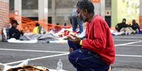 Feed the Poor provides food for the displaced at a shelter at the Moses Mabhida Stadium parking lot during lockdown in Durban. (Photo: Gallo Images / Darren Stewart). (Photo:  Gallo Images/Darren Stewart)