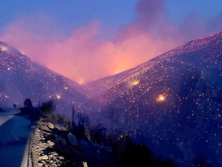 Greek Firefighters Battle Large Wildfires Close to Athens