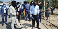 Minister of Police, General Bheki Cele visits the family homes of the  deceased and crimes scenes on September 14, 2021 in Inanda Township on September 14, 2021 in Durban, South Africa. The visit comes after a black Opel Corsa bakkie with five occupants, opened fire at a group of people waiting outside local primary school and killing Ncami Shange (34), Beatrice Nzama (60) and Philisiwe Jili (37). Five more people were injured and taken to hospital. (Photo by Gallo Images/Darren Stewart)