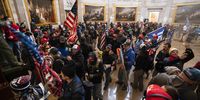 Supporters of US President Donald J. Trump in the Capitol Rotunda after breaching Capitol security in Washington, DC, USA, 06 January 2021. Protesters entered the US Capitol where the Electoral College vote certification for President-elect Joe Biden took place.  EPA-EFE/JIM LO SCALZO