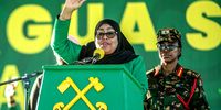 Tanzania's President Samia Suluhu Hassan speaks during the launch of her presidential campaign rally in Dar es Salam, Tanzania, 28 August 2025. Hassan a member of the ruling Chama Cha Mapinduzi party launched her first presidential bid. She assumed the office in 2021 following the death of her predecessor John Magufuli.  (Photo: EPA / ANTHONY SIAME)
