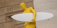  A Venus de Milo with a surfboard is part of the group of sculptures for the installation 'Beauty and Gesture' by french artist Laurent Perbos on the steps of the French National Assembly for the duration of the Paris 2024 Olympic and Paralympic Games, in Paris France, 02 April 2024. Each sculpture represents the Venus de Milo performing an Olympic sport. The installation will be on view from 02 April through 22 September.  EPA-EFE/TERESA SUAREZ