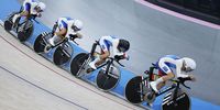Thomas Boudat, Benjamin Thomas, Thomas Denis and Valentin Tabellion of France<br> compete in the Men's Team Pursuit qualifying of the Track Cycling events in the Paris 2024 Olympic Games, at Saint-Quentin-en-Yvelines Velodrome in Saint-Quentin-en-Yvelines, France, 05 August 2024.  EPA-EFE/ERIK S. LESSER