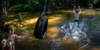 KNUTSFORD, UNITED KINGDOM - AUGUST 10: Youths cool off in the Peover Eye, a small river that meanders through the Cheshire countryside, on August 10, 2022 in Knutsford, United Kingdom. The Met Office, the UK's weather service, issued an amber extreme heat warning for southern and central England and parts of Wales from midnight on Thursday until Sunday. Temperatures are expected to reach up to 35C in some parts of the country. (Photo by Christopher Furlong/Getty Images)