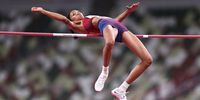 TOKYO, JAPAN - AUGUST 07: Vashti Cunningham of Team United States competes in the Women's High Jump final on day fifteen of the Tokyo 2020 Olympic Games at Olympic Stadium on August 07, 2021 in Tokyo, Japan. (Photo by Ryan Pierse/Getty Images)
