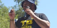 Russel Rensburg told a crowd of health activists outside the Department of Health in Tshwane on 20 March, that the government has a constitutional obligation to make TB treatment accessible to all. (Photo: Lerato Mutsila)