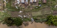 A drone image showing some of the damaged shacks in Willow Farm, Mamelodi, Tshwane, 5 February 2022. The flash floods caused many people to be displaced.<br>Photo: Shiraaz Mohamed.