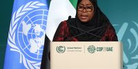 Samia Suluhu Hassan, President of Tanzania, at the high-level segment of the UNFCCC COP28 Climate Conference at Expo City Dubai in Dubai, UAE. 1 December 2023: (Photo: Sean Gallup/Getty Images)