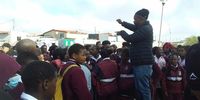 Learners stopped protesting after School Governing Body chairperson Yanga Mjingwana addressed them. (Photo: Nombulelo Damba-Hendrik)