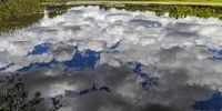 Reflected clouds in the dam in the Bloemfontein National Botanical Gardens. Photographer: James Adriaan Harrison