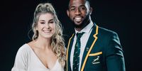 Captain of Laureus World Team of the Year the South Africa Men’s Rugby Team Siya Kolisi and his wife Rachel Smith pose at the Mercedes Benz Building prior to the 2020 Laureus World Sports Awards on February 17, 2020 in Berlin, Germany. (Photo by Simon Hofmann/Getty Images for Laureus)