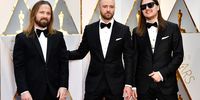 Producer Max Martin, musician Justin Timberlake and producer Karl Johan Schuster attend the 89th Annual Academy Awards at Hollywood & Highland Center on 26 February 2017 in Hollywood, California.  (Photo: Frazer Harrison / Getty Images)