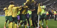 Evidence Makgopa of South Africa celebrates scoring during the World Cup qualifying match against Rwanda  at Mbombela Stadium  on 14 October. (Photo: Sydney Mahlangu / BackpagePix)