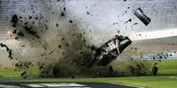 FORT WORTH, TX - JUNE 09:  Timothy Peters, driver of the #99 Metabo Chevrolet, wrecks during the NASCAR Camping World Truck Series winstaronlinegaming.com 400 at Texas Motor Speedway on June 9, 2017 in Fort Worth, Texas.  (Photo by Brian Lawdermilk/Getty Images)