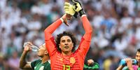 Mexico's goalkeeper Guillermo Ochoa celebrates after the FIFA World Cup 2018 group F preliminary round soccer match between Germany and Mexico in Moscow, Russia, 17 June 2018. Mexico won 1-0. EPA-EFE/FACUNDO ARRIZABALAGA   