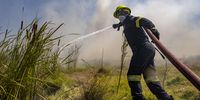25-01-2021 NETWERK24 NUUS  'n Veldbrand het Maandag-middag uitgebreek in Zoarvlei in Milnerton, langs Mariene-rylaan.  Brandsweerpersoneel het hul hande vol gehad om die brand in die vleiland onder beheer te bring wat aangehelp was deur sterk winde. foto: Jaco Marais