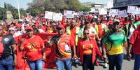 Cosatu members march in Durban, KwaZulu-Natal. (Photo: Mandla Langa)