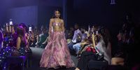 Influencer Juhi Godambe walks the runway for Mahima Mahajan during Lakmē Fashion Week at The Grand, New Delhi on October 11, 2025 in Delhi, India. (Photo: Aalok Soni/Getty Images)