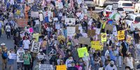 A 'No Kings' march in Los Angeles on Saturday, opposing authoritarian overreach and threats to democracy under US President Donald Trump. (Photo: Jill Connelly / EPA)