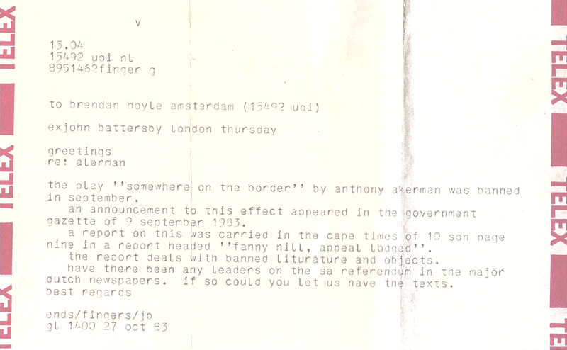Playwright Anthony Akerman in apartheid South Africa