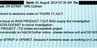 An email exchange shows senior FSS managers urging colleagues to keep quiet after Carnilinx discovered an illegal tracking device on one of its trucks. Credit: OCCRP